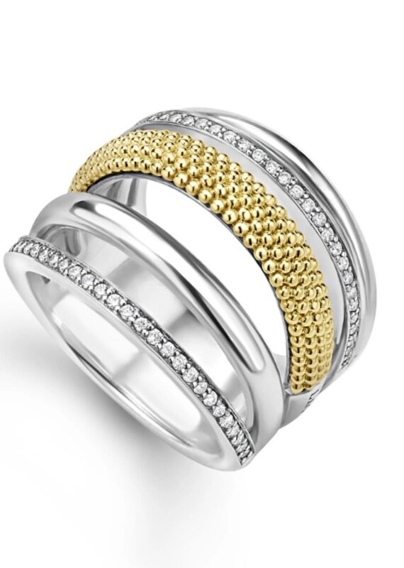 LAGOS Caviar Lux Two-Tone Five Row Diamond Ring
