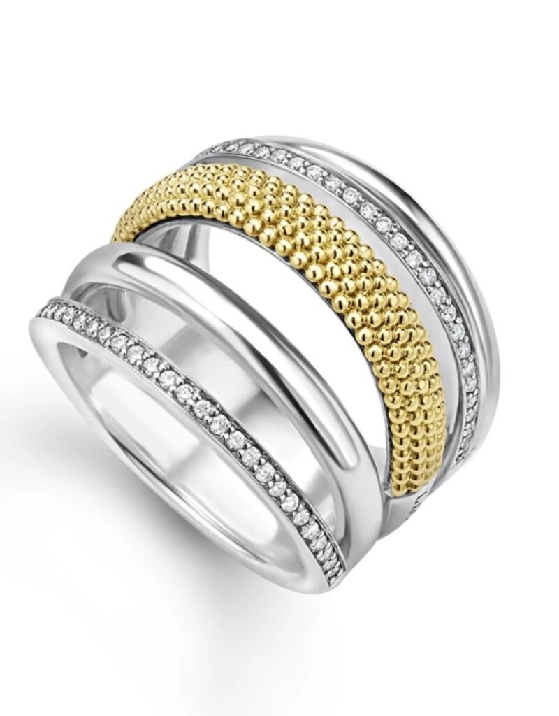 LAGOS Caviar Lux Two-Tone Five Row Diamond Ring