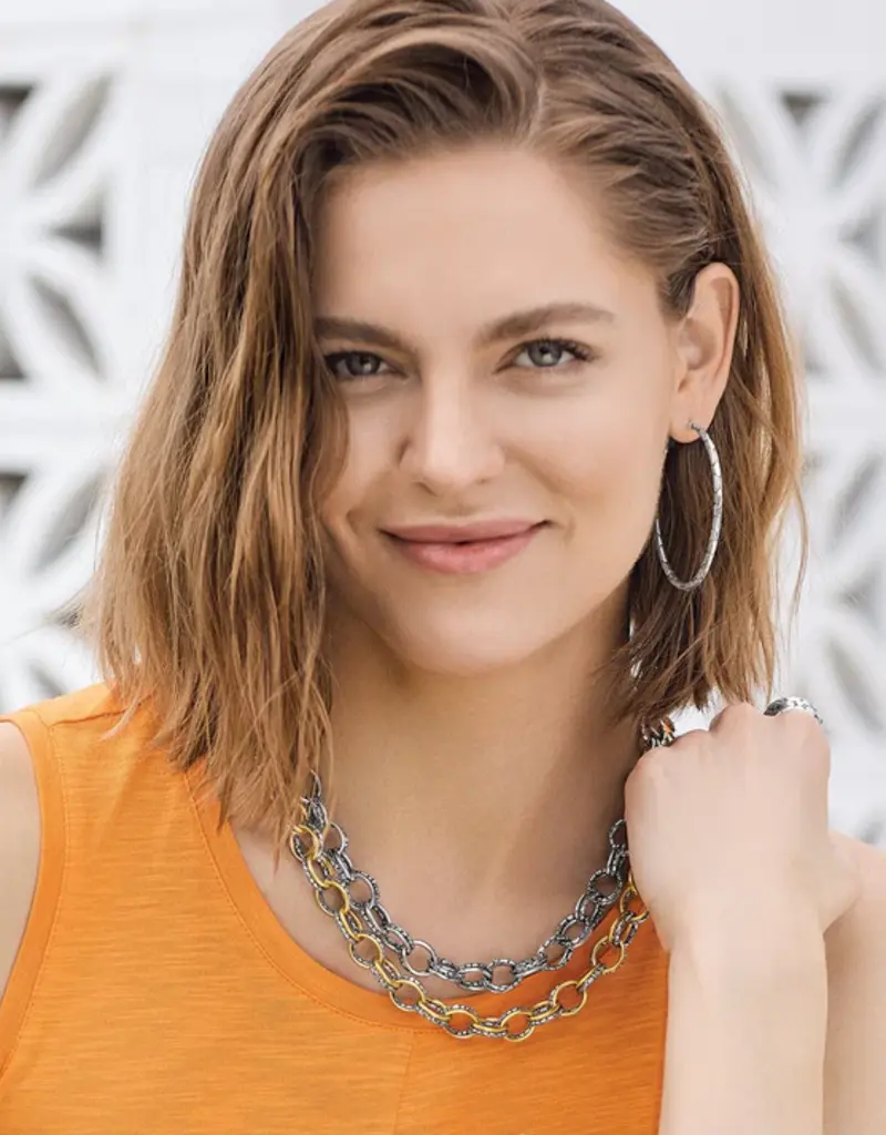 Pebble Link Two Tone Necklace