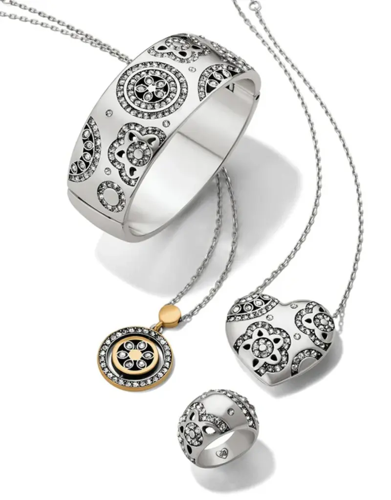 Flora Silver Wide Hinged Bangle