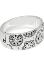 Flora Silver Wide Hinged Bangle