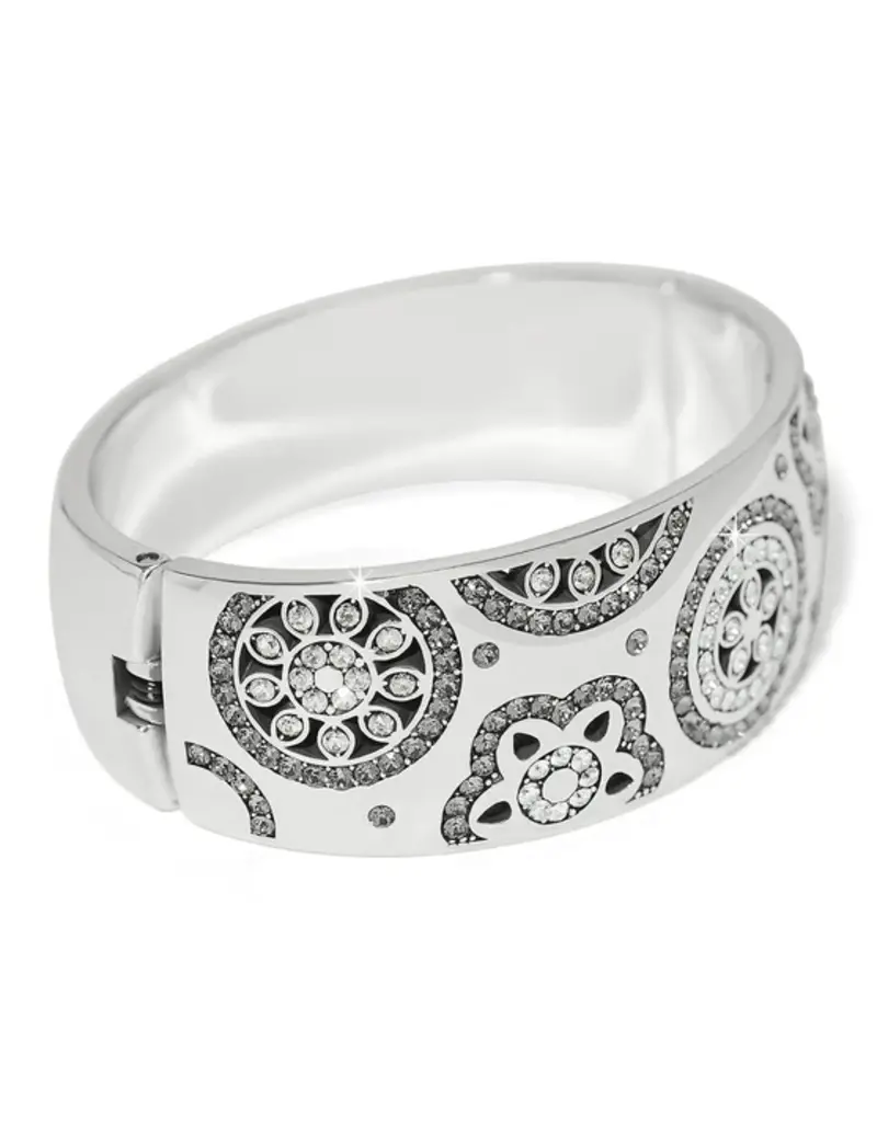 Flora Silver Wide Hinged Bangle