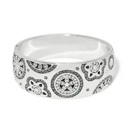 Flora Silver Wide Hinged Bangle