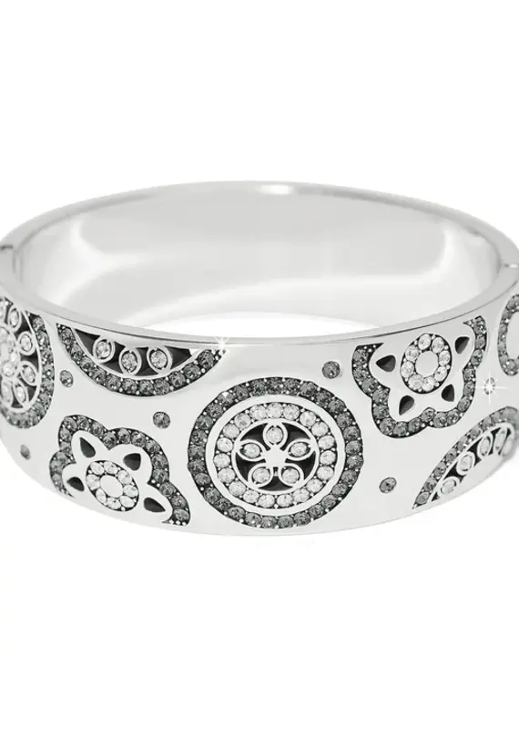 Flora Silver Wide Hinged Bangle