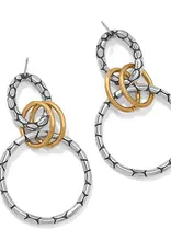 Pebble Link Two Tone Post Drop earring