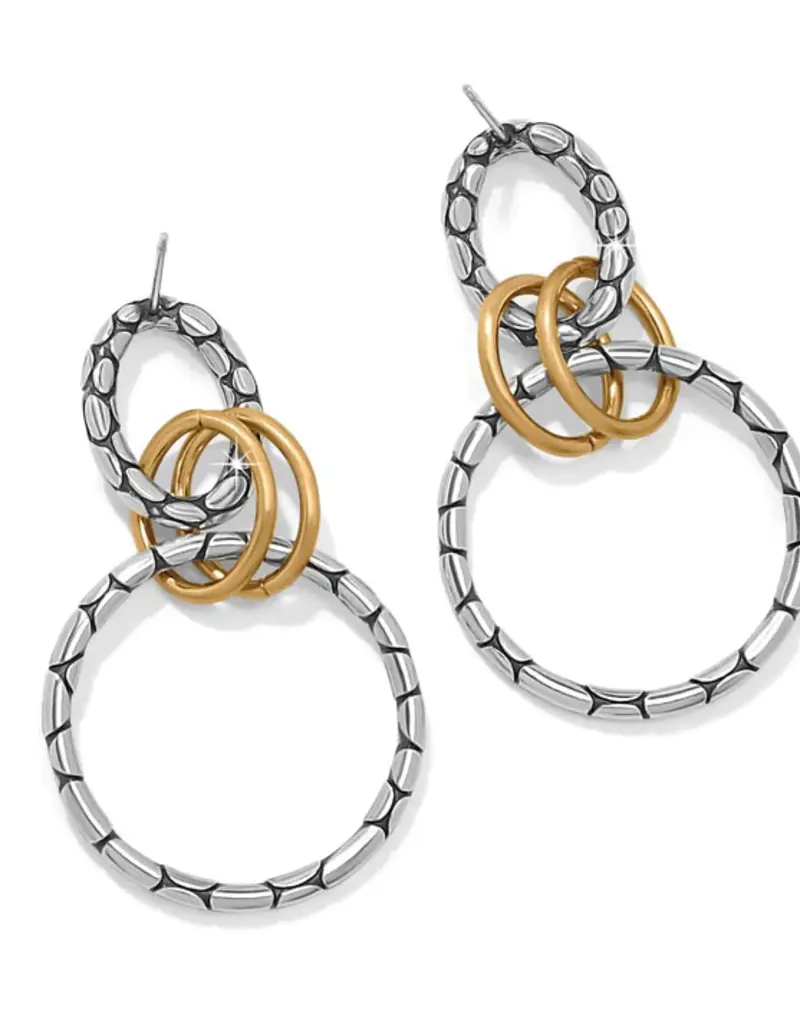 Pebble Link Two Tone Post Drop earring