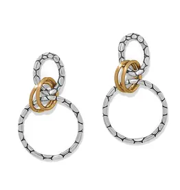 Pebble Link Two Tone Post Drop earring