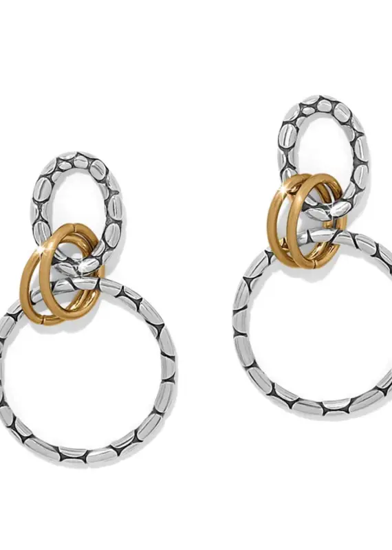 Pebble Link Two Tone Post Drop earring