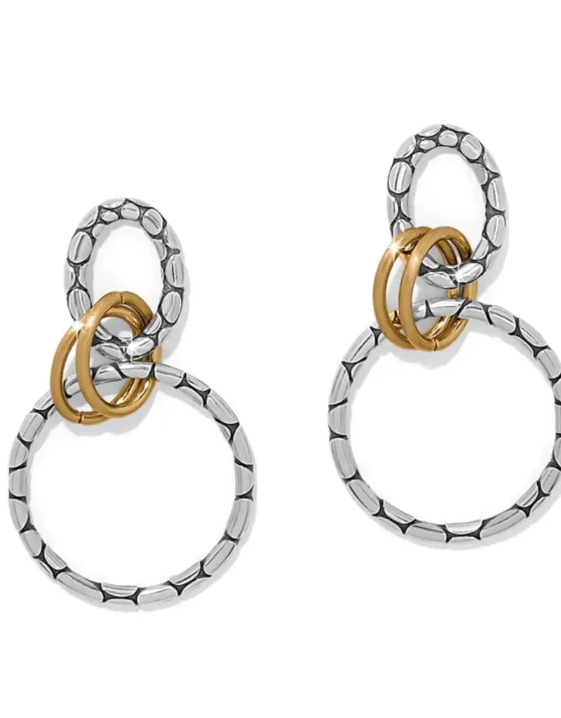 Pebble Link Two Tone Post Drop earring