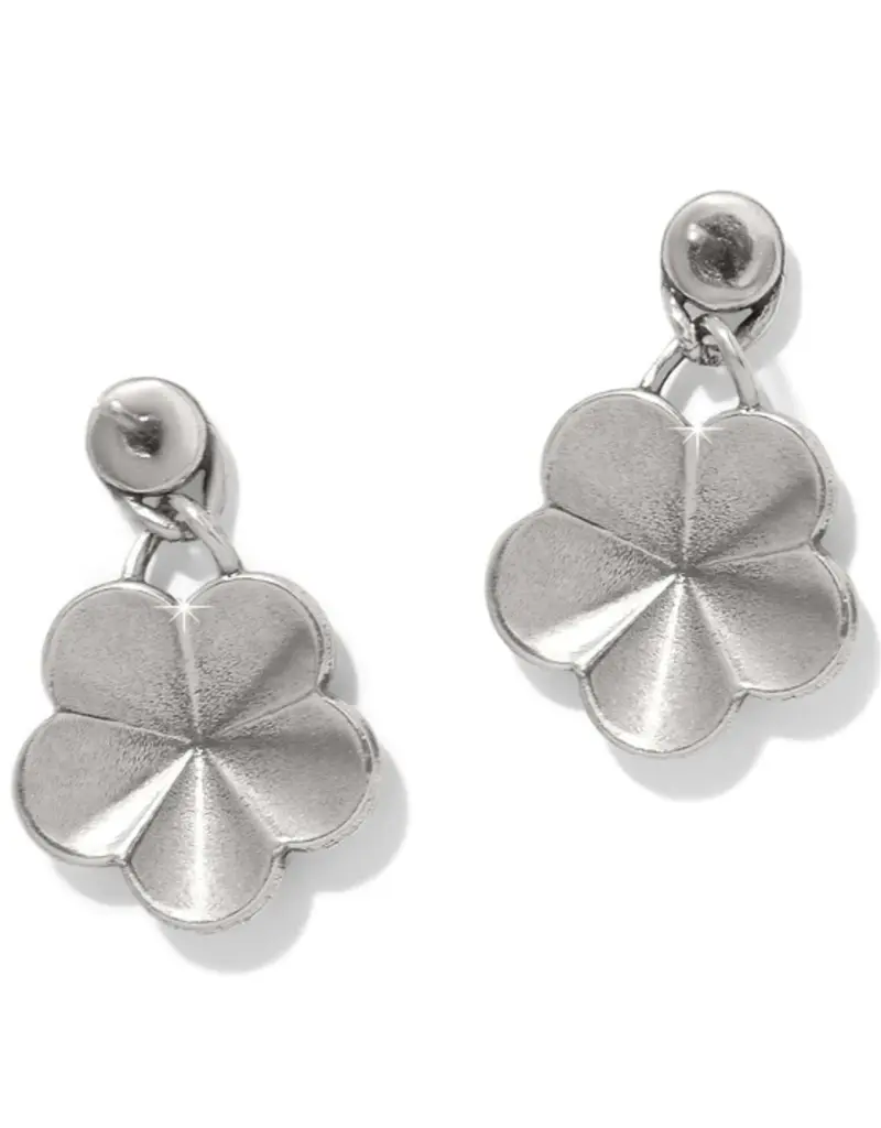 Gaia Flower Silver Post Drop Earrings