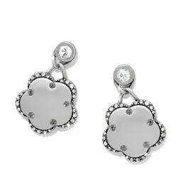 Gaia Flower Silver Post Drop Earrings