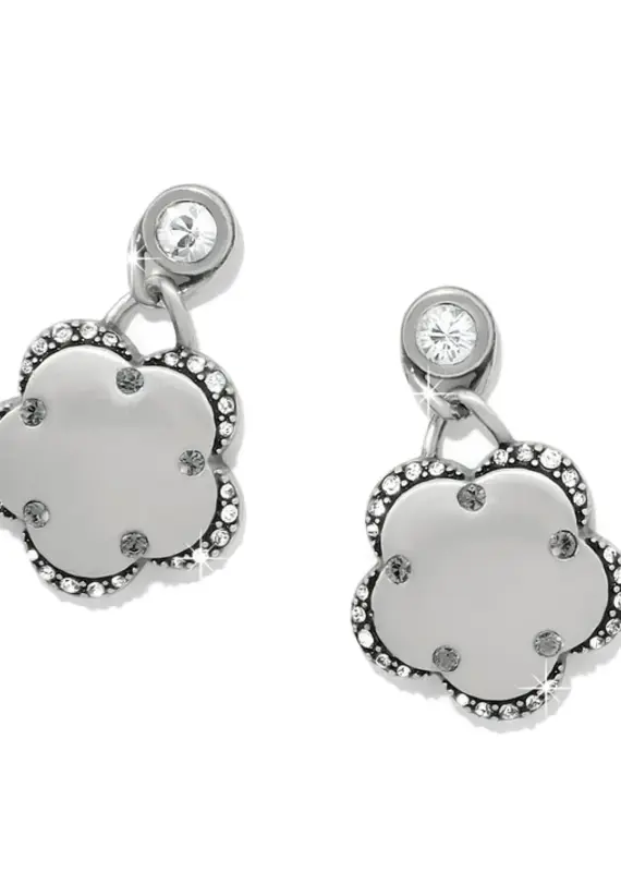 Gaia Flower Silver Post Drop Earrings