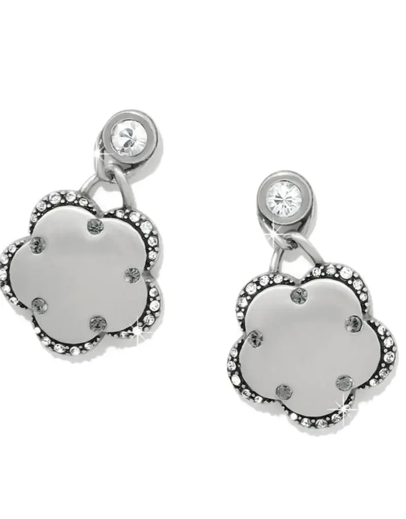 Gaia Flower Silver Post Drop Earrings