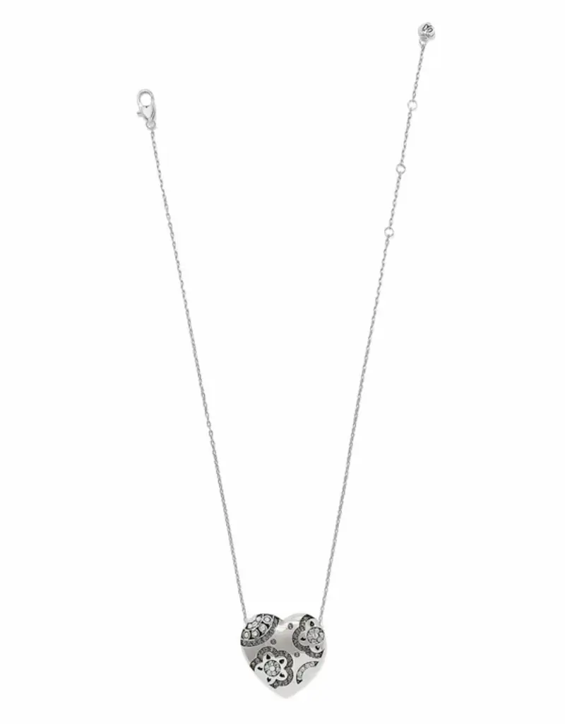 Flora Heart Necklace in Silver