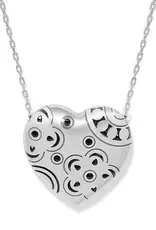 Flora Heart Necklace in Silver