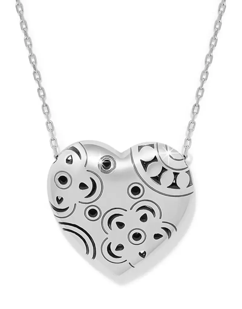 Flora Heart Necklace in Silver