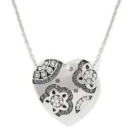 Flora Heart Necklace in Silver