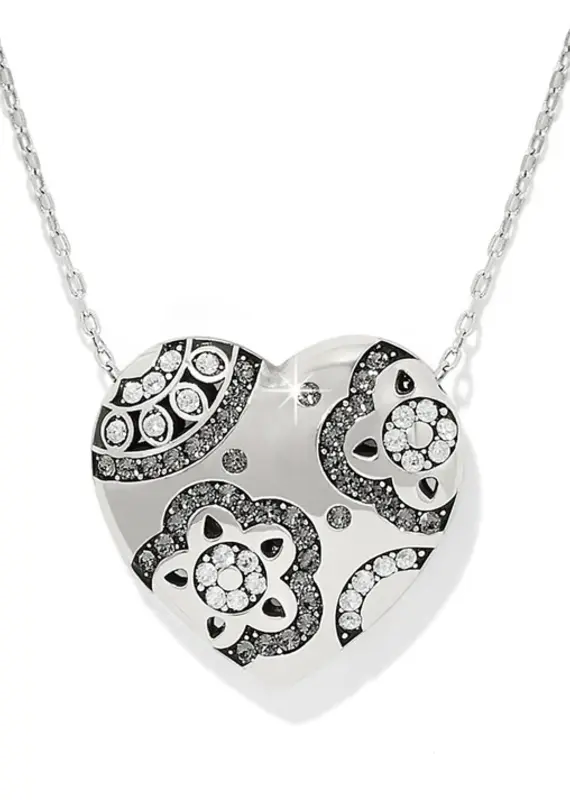 Flora Heart Necklace in Silver