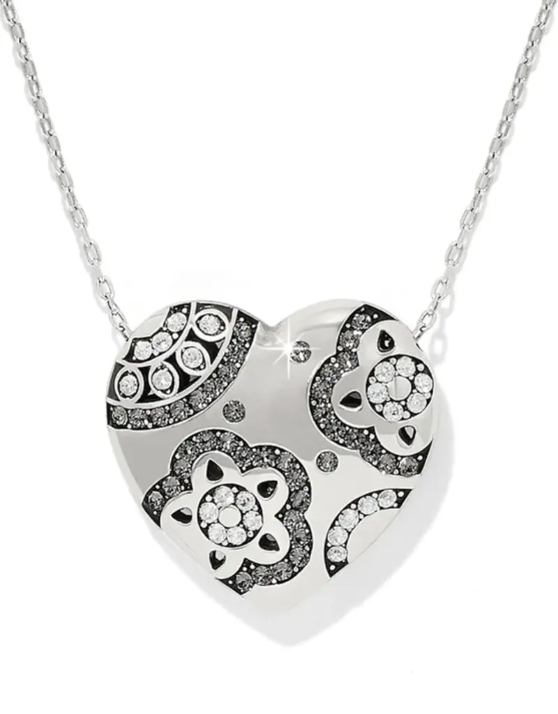 Flora Heart Necklace in Silver