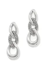 Cleo Pave Link Post Drop in Silver