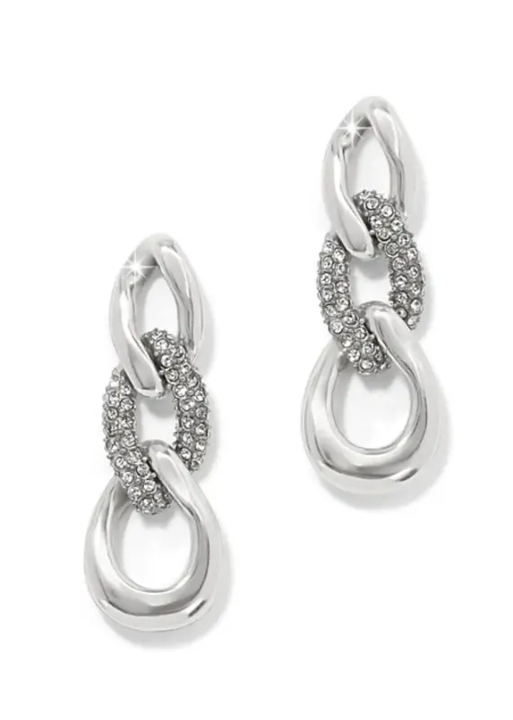 Cleo Pave Link Post Drop in Silver