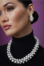 LAGOS Caviar Bubbly Silver Three Row Beaded Hoop Earrings