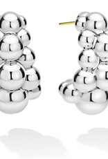 LAGOS Caviar Bubbly Silver Three Row Beaded Hoop Earrings