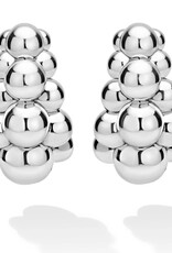 LAGOS Caviar Bubbly Silver Three Row Beaded Hoop Earrings