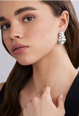 LAGOS Caviar Bubbly Silver Three Row Beaded Hoop Earrings