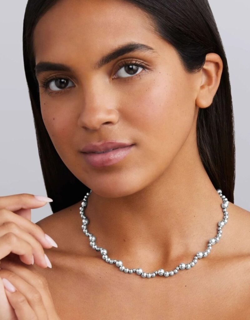 LAGOS Caviar Bubbly Silver Beaded Scalloped Necklace