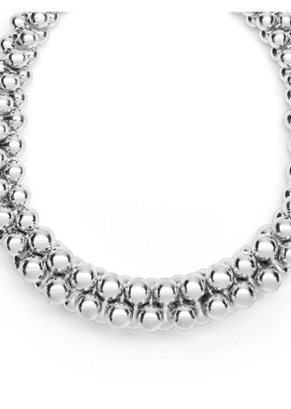 LAGOS Caviar Bubbly Silver Beaded Statement Necklace