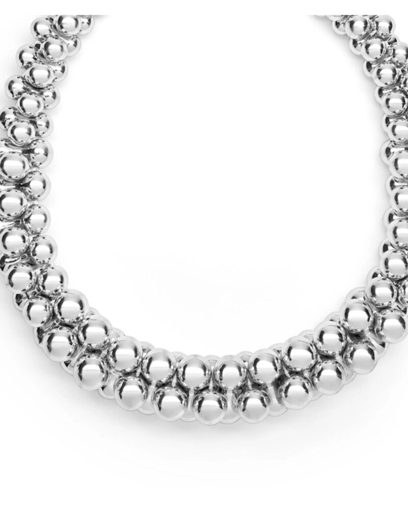 LAGOS Caviar Bubbly Silver Beaded Statement Necklace