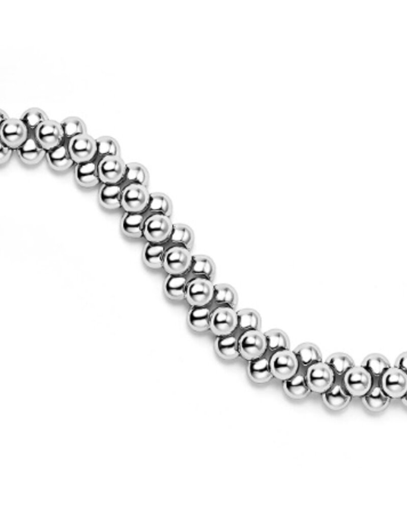 LAGOS Caviar Bubbly Silver Three Row Beaded Statement Bracelet