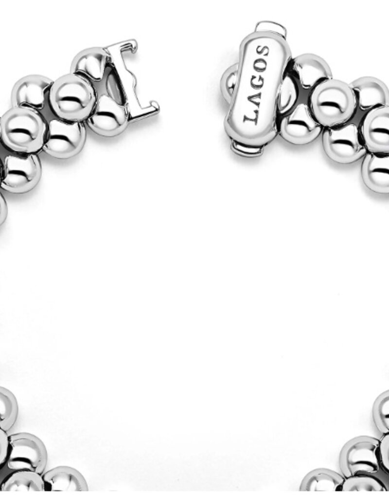LAGOS Caviar Bubbly Silver Three Row Beaded Statement Bracelet