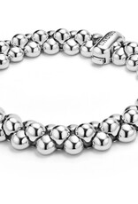LAGOS Caviar Bubbly Silver Three Row Beaded Statement Bracelet