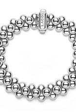 LAGOS Caviar Bubbly Silver Three Row Beaded Statement Bracelet