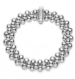 LAGOS Caviar Bubbly Silver Three Row Beaded Statement Bracelet