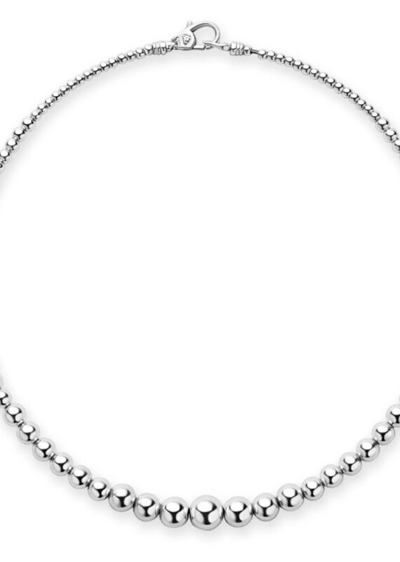 LAGOS Caviar Bubbly Petite Silver Graduated Bead Necklace