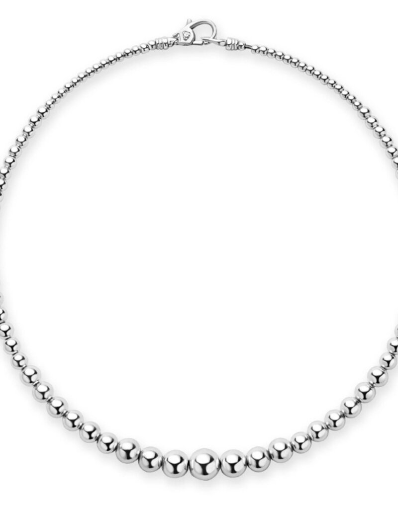 LAGOS Caviar Bubbly Petite Silver Graduated Bead Necklace