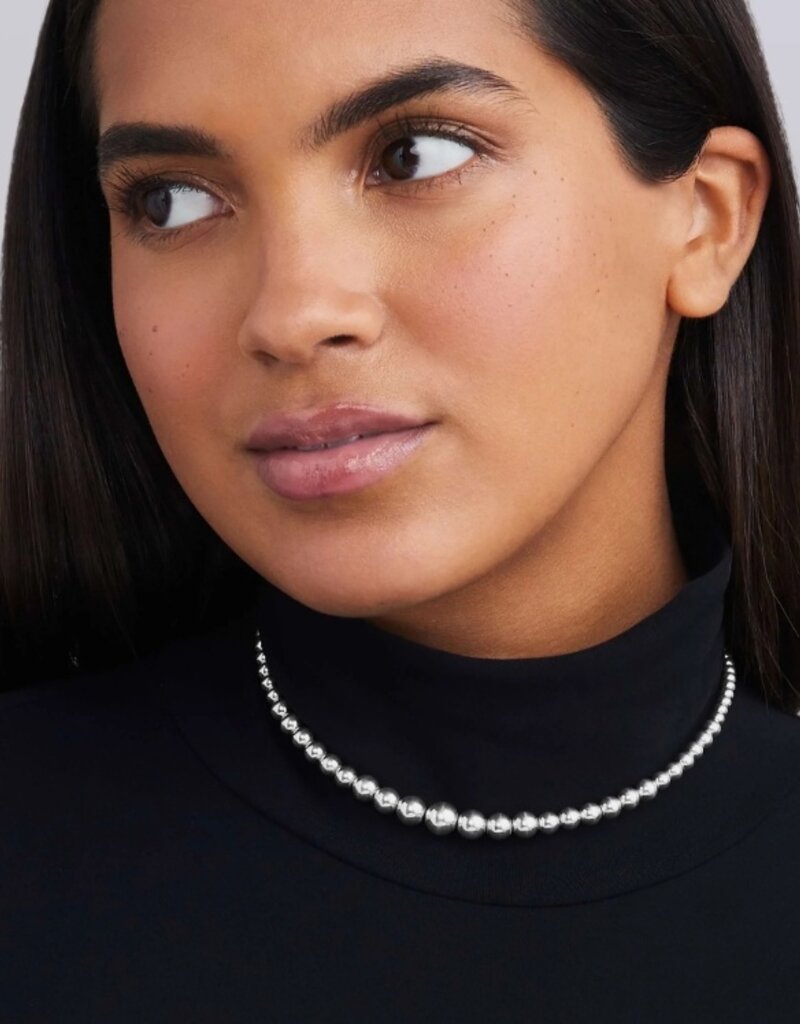 LAGOS Caviar Bubbly Petite Silver Graduated Bead Necklace