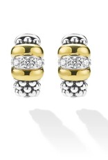 LAGOS Signature Caviar Two-Tone Caviar Beaded Diamond Huggie Earrings