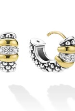 LAGOS Signature Caviar Two-Tone Caviar Beaded Diamond Huggie Earrings