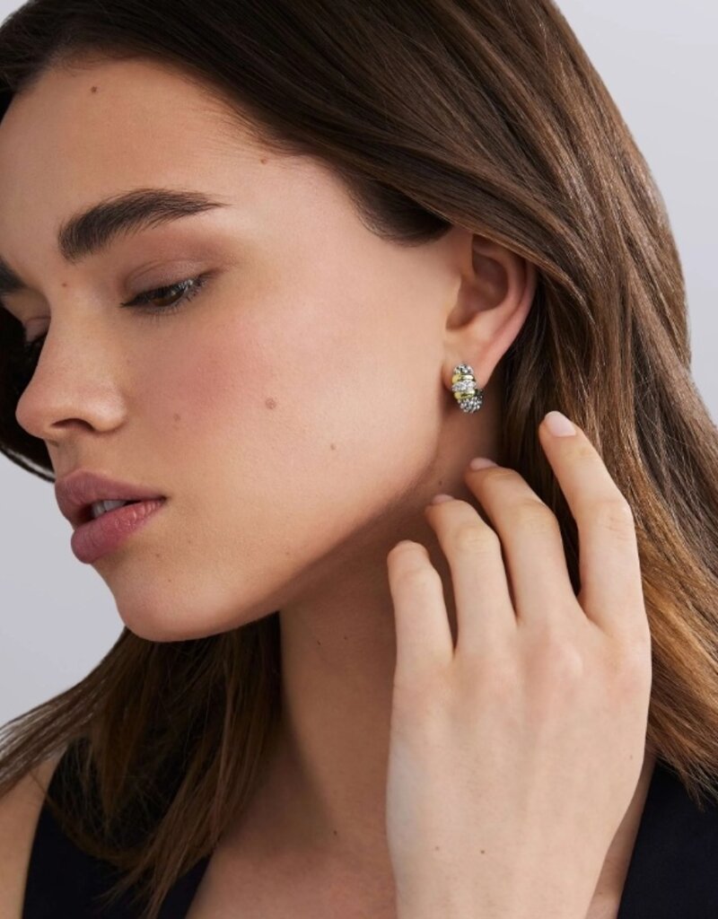 LAGOS Signature Caviar Two-Tone Caviar Beaded Diamond Huggie Earrings