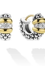 LAGOS Signature Caviar Two-Tone Caviar Beaded Diamond Huggie Earrings