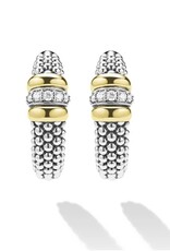 LAGOS Signature Caviar Two-Tone Caviar Beaded Diamond Hoop Earrings