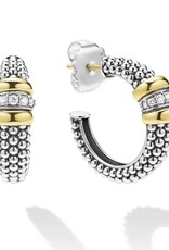 LAGOS Signature Caviar Two-Tone Caviar Beaded Diamond Hoop Earrings