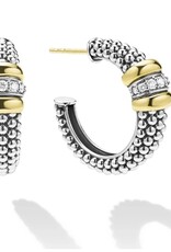LAGOS Signature Caviar Two-Tone Caviar Beaded Diamond Hoop Earrings