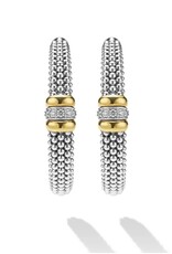 LAGOS Signature Caviar Two-Tone Caviar Beaded Diamond Hoop Earrings