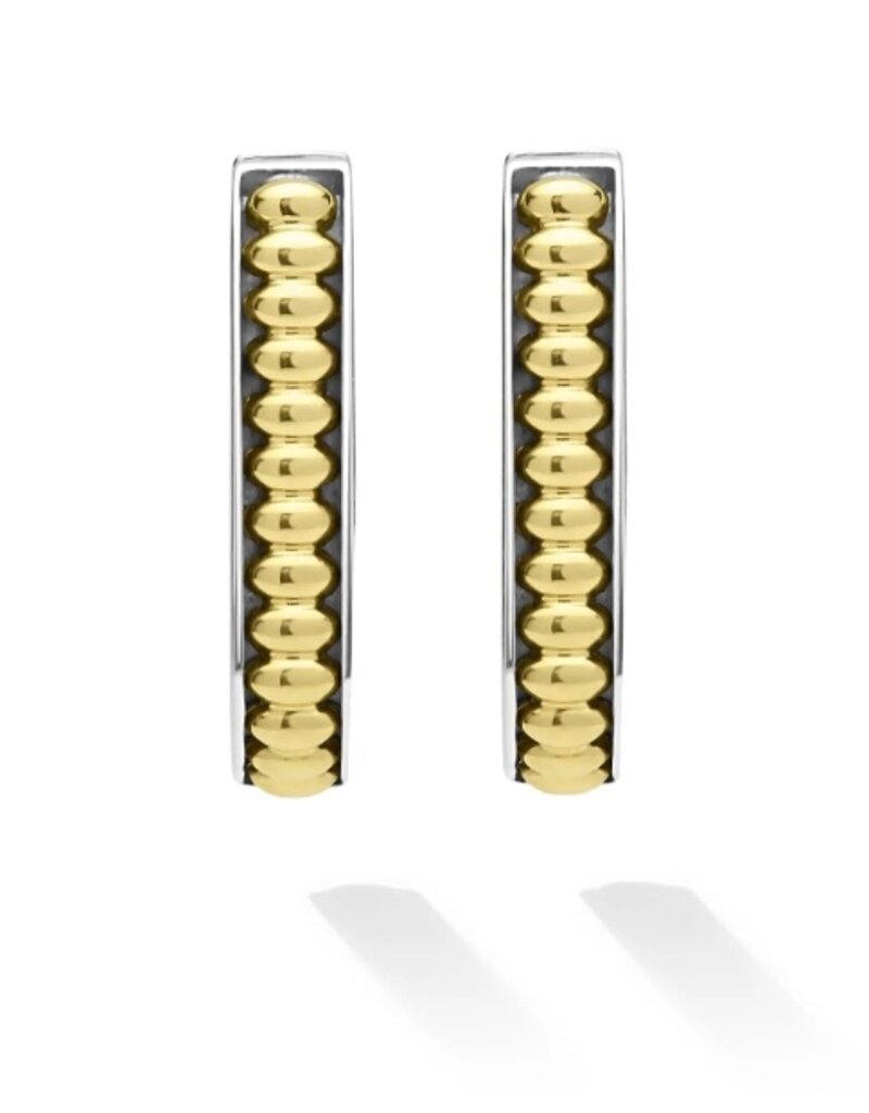 LAGOS Signature Caviar Two-Tone Linear Hoop Earrings