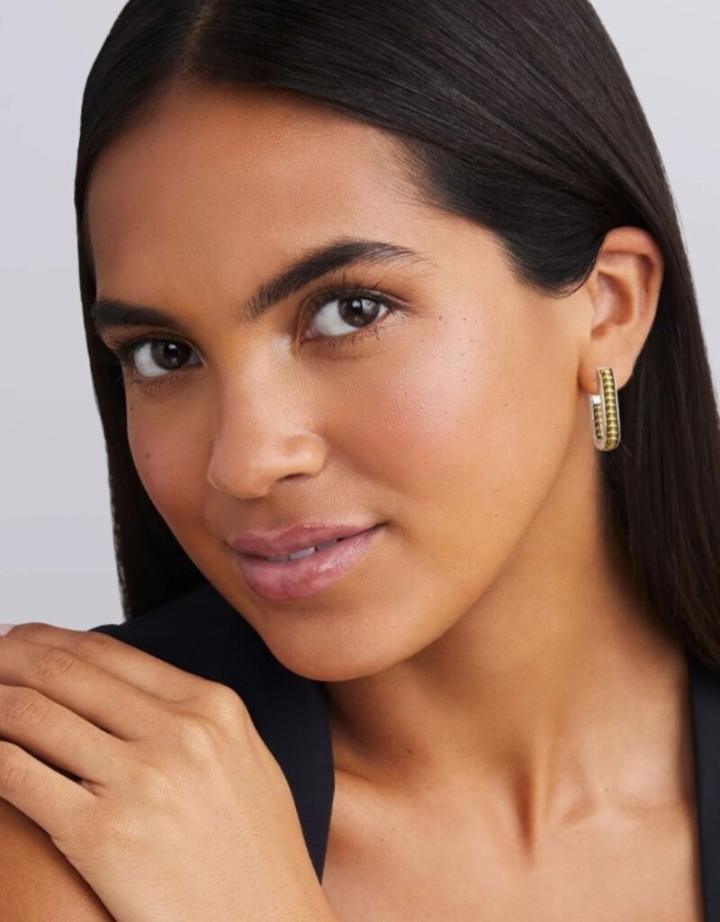 LAGOS Signature Caviar Two-Tone Linear Hoop Earrings